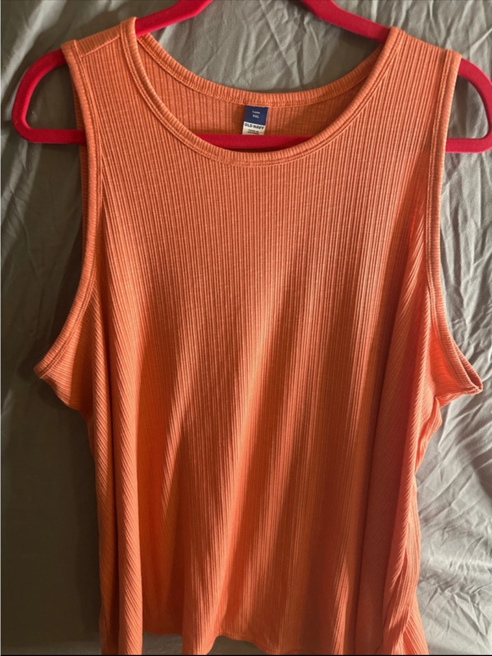 Old Navy Women's Orange Ribbed Cold-Shoulder Tank Top
